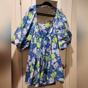ASOS floral puff sleeve backless baby doll dress. NWT